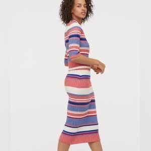 H&M Ribbed Knit Sweater & Matching Midi Skirt